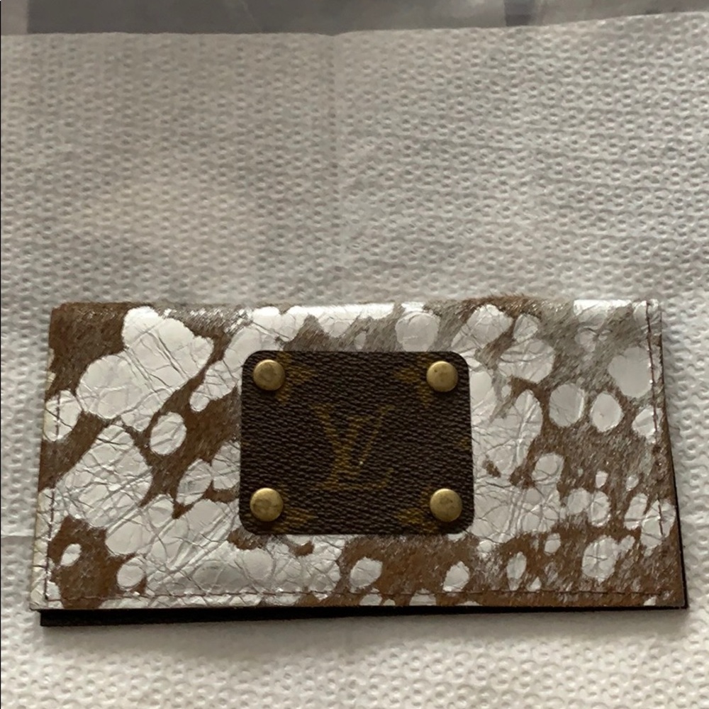 Metallic Leather Cowhide Checkbook Cover